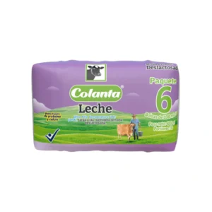 Paquete de Leche UHT Deslactosada Semidescremada Colanta en Bolsa x 1000ml x 6