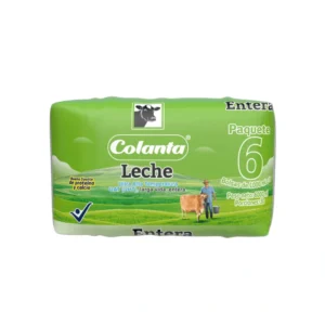 Paquete de leche UHT entera Colanta en bolsa de 1000 ml X 6 U