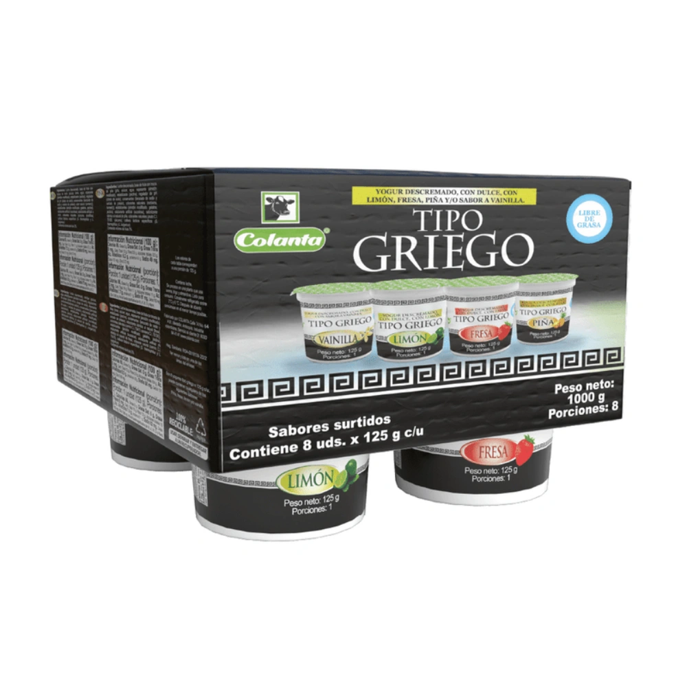 Caja de Yogur Griego Surtido Colanta X 125 g X 8 U