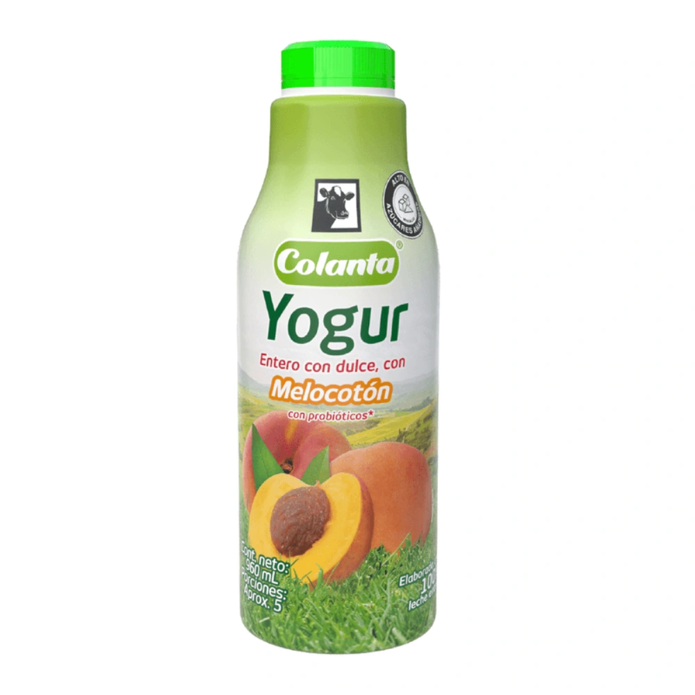 Yogur Entero Melocotón Colanta Garrafa X 960 ml